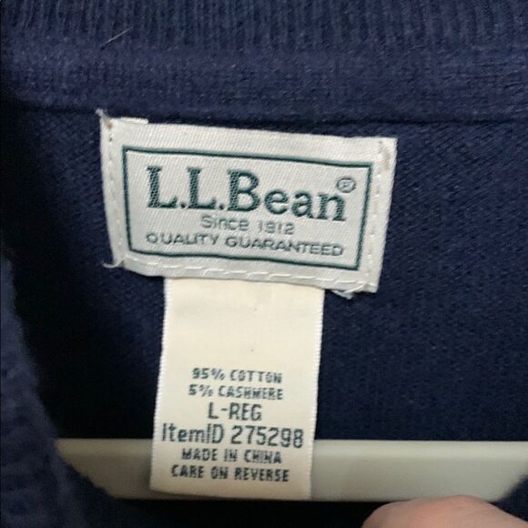 L.L. Bean Black Zip Up Sweater Size L Cotton/Cashmere Blend - Picture 2 of 6